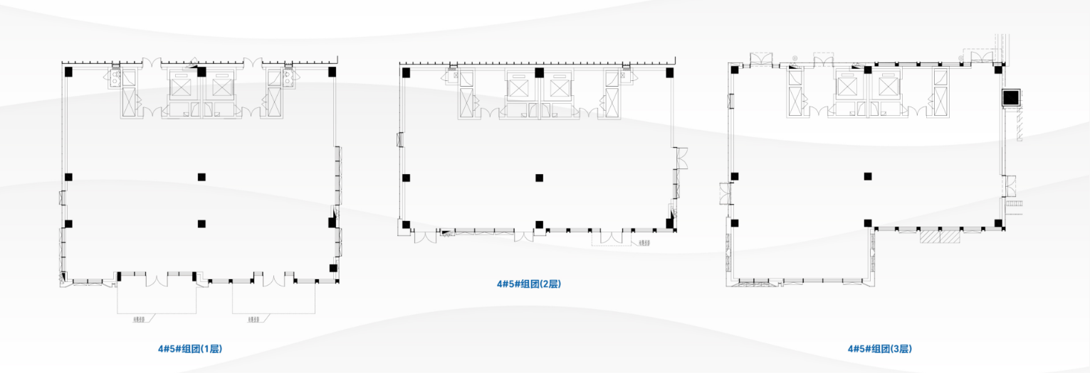 4#、5#产品
产品基础信息：建面约1174㎡，共计3层，各层层高约5.4m，约25m大面宽，约15m进深；
产品价值点：
•海景，园区通道旁、路口旁，约25m面宽优质展示面；
•约5.4m层高大气实用；
•预留重餐饮条件；
•户型方正内部无柱网，通达2F、3F室外平台，商业旗舰店、私人办公及私定会所首选；