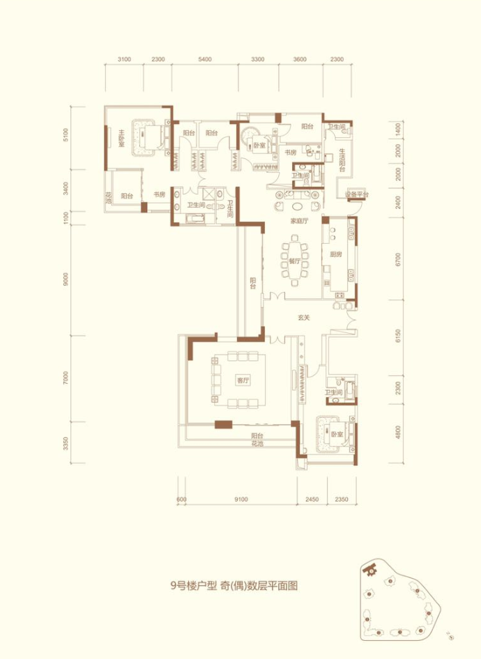 香蜜湖半山豪宅，山语清晖9栋楼王，370平奢阔山景大宅