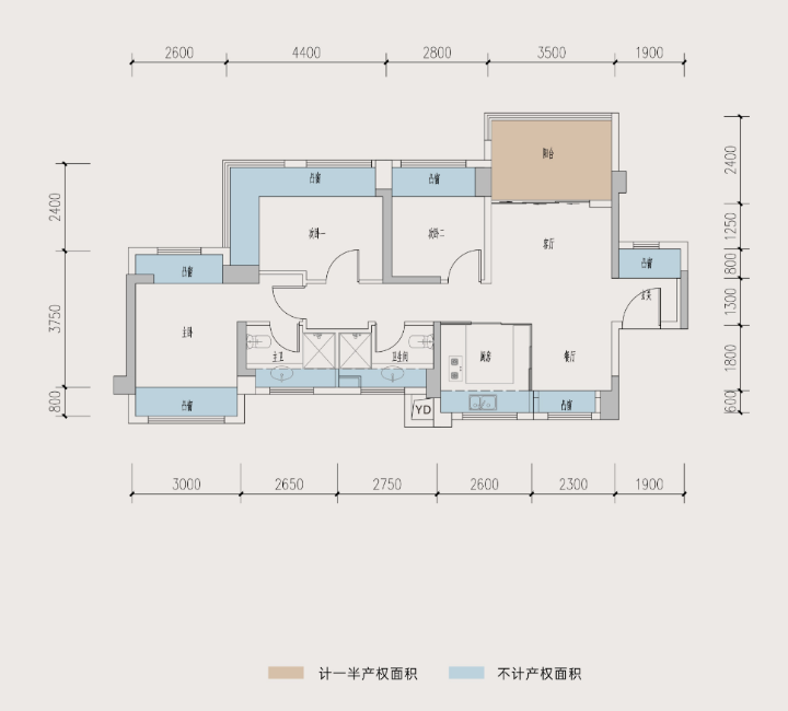 89A户型  3+1房两卫户型