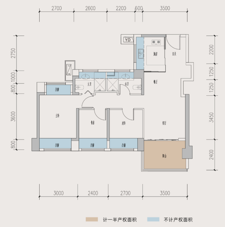 89C4户型  四开间朝南三房两卫