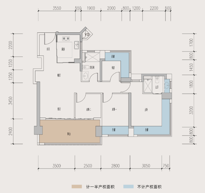 108A户型  四开间朝南4房两卫