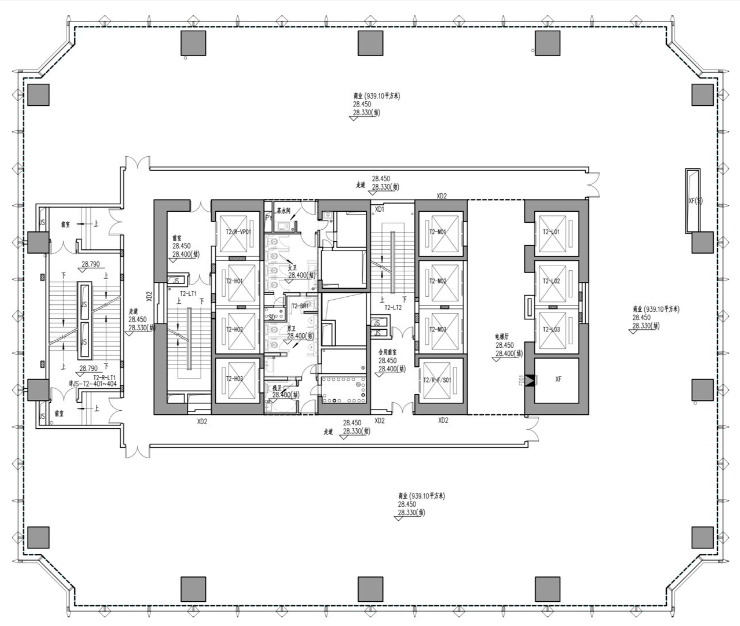 低区（6F）平面图

T2栋写字楼，530㎡起/套