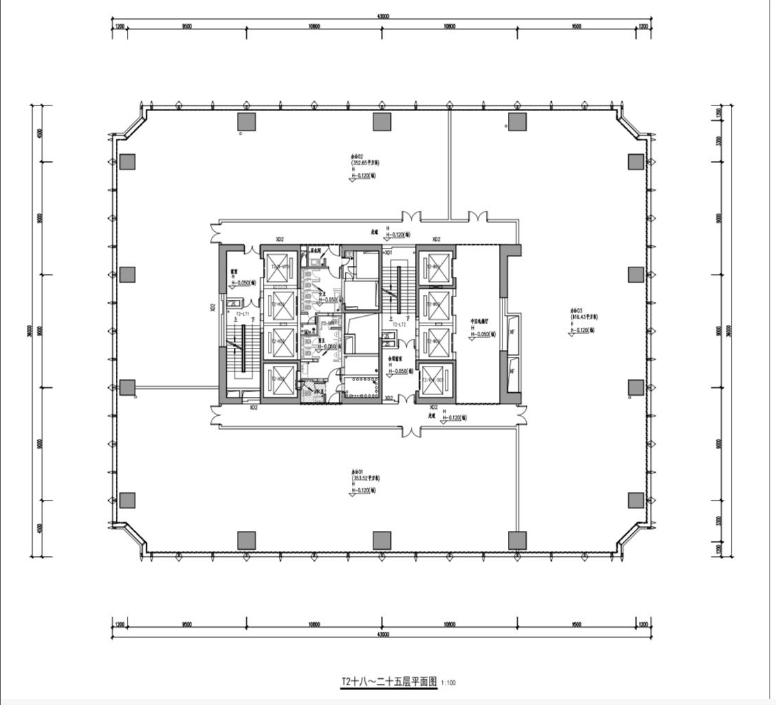 中区（22F）平面图

T2栋写字楼，530㎡起/套