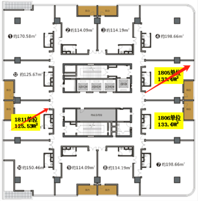 【面积段】114-125-133-260-630㎡