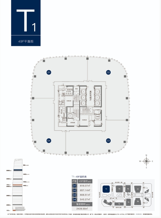 T1栋散售单位：
4901+02：1275.21㎡，㊙特惠单价5.9万/㎡，总价约7523万