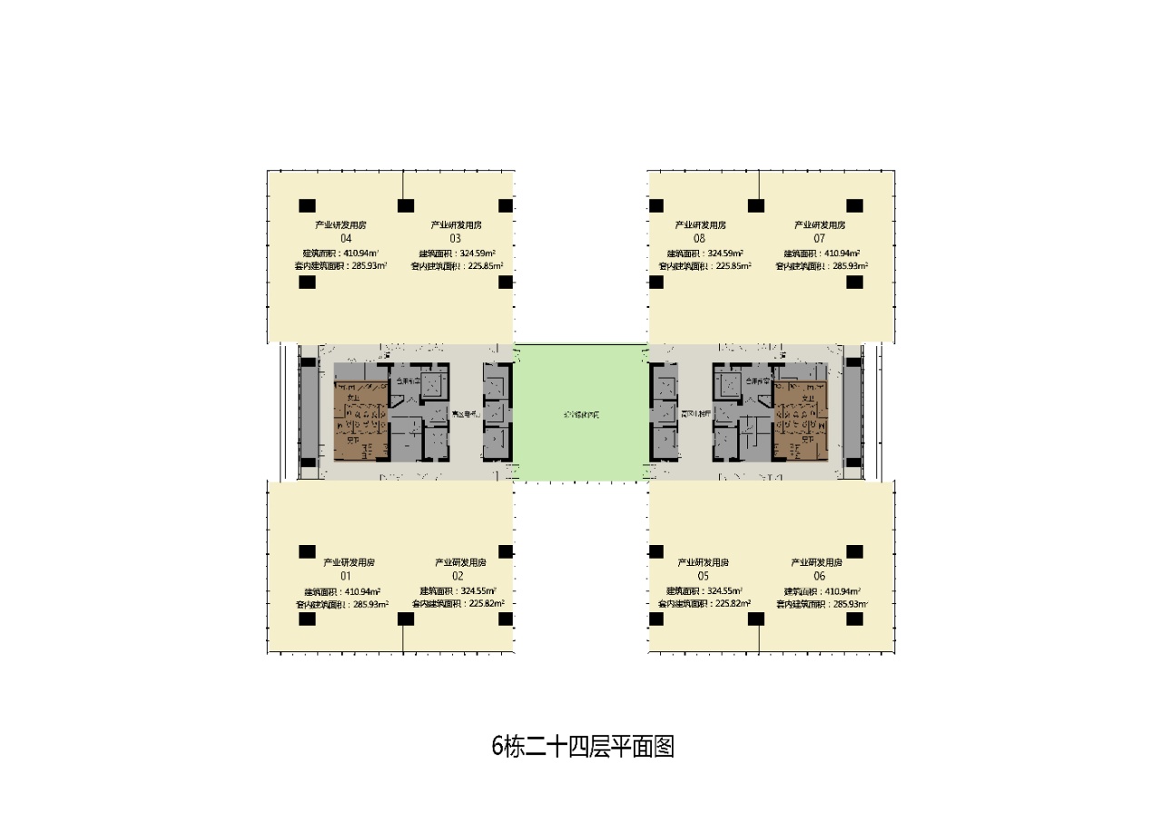 标准层面积:1450㎡ 分布面积:300-405-300-405㎡（可灵活组合）