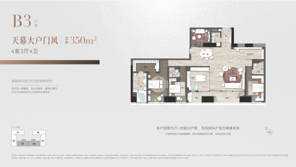 建面约350㎡ 4室3厅4卫 天幕大户门风