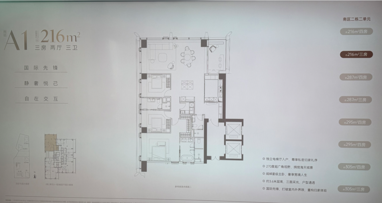 南区新品加推216平:3房2厅2卫