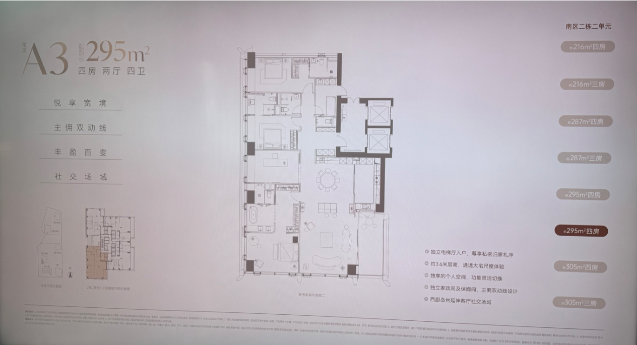 南区新品加推295平:4房2厅2卫