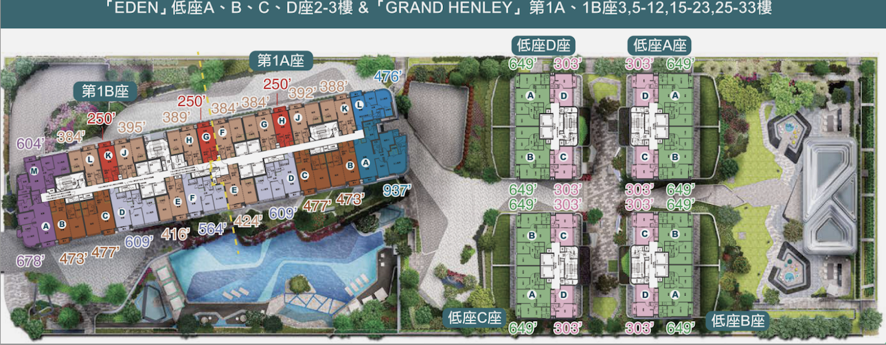 937呎3房2厅2卫，总价2295万港币起